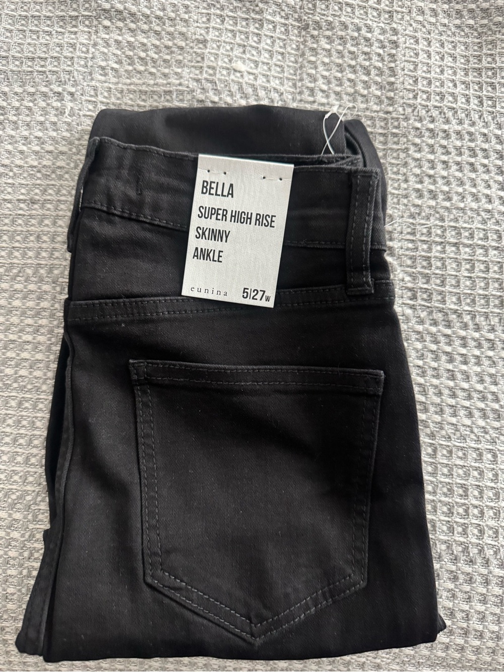 Eunina  Bella Super High Rise Skinny Ankle Jeans - Black